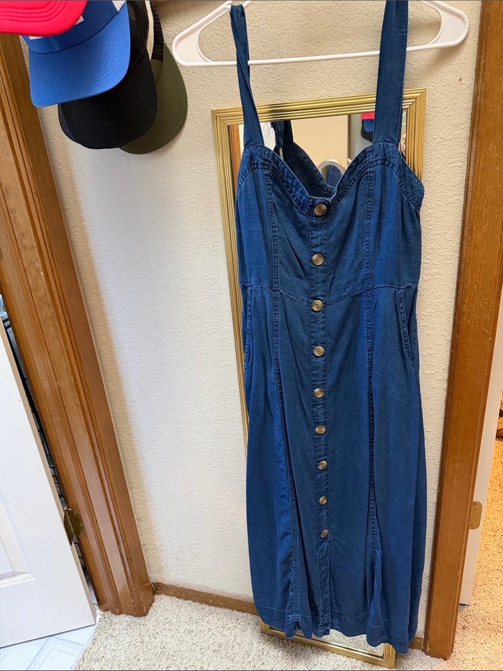 Denim Button-Front Midi Dress - Deep Indigo